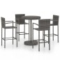 vidaXL Muebles de bar de jardín 5 piezas ratán sintético gris