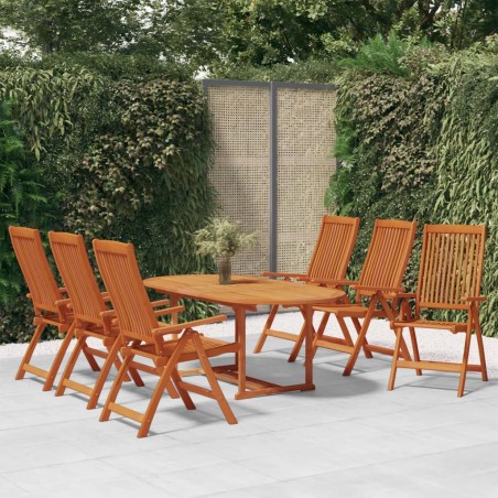 vidaXL Juego de comedor para jardín 7 pzas madera maciza de eucalipto