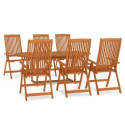 vidaXL Juego de comedor para jardín 7 pzas madera maciza de eucalipto
