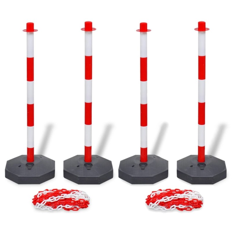 vidaXL Juego de 4 postes de barrera cadena de plástico 10 m cada una vidaXL Juego de 4 postes de barrera cadena de plástico 10 m cada una
