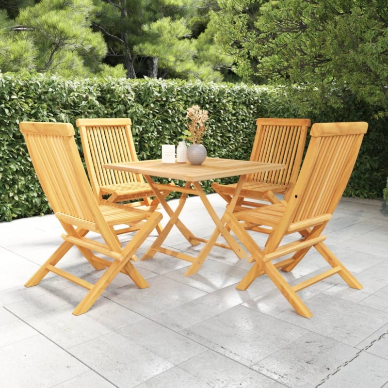 vidaXL Conjunto de comedor de jardín 5 piezas madera maciza de teca