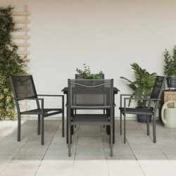 vidaXL Juego de comedor para jardín 5 piezas acero y textilene negro