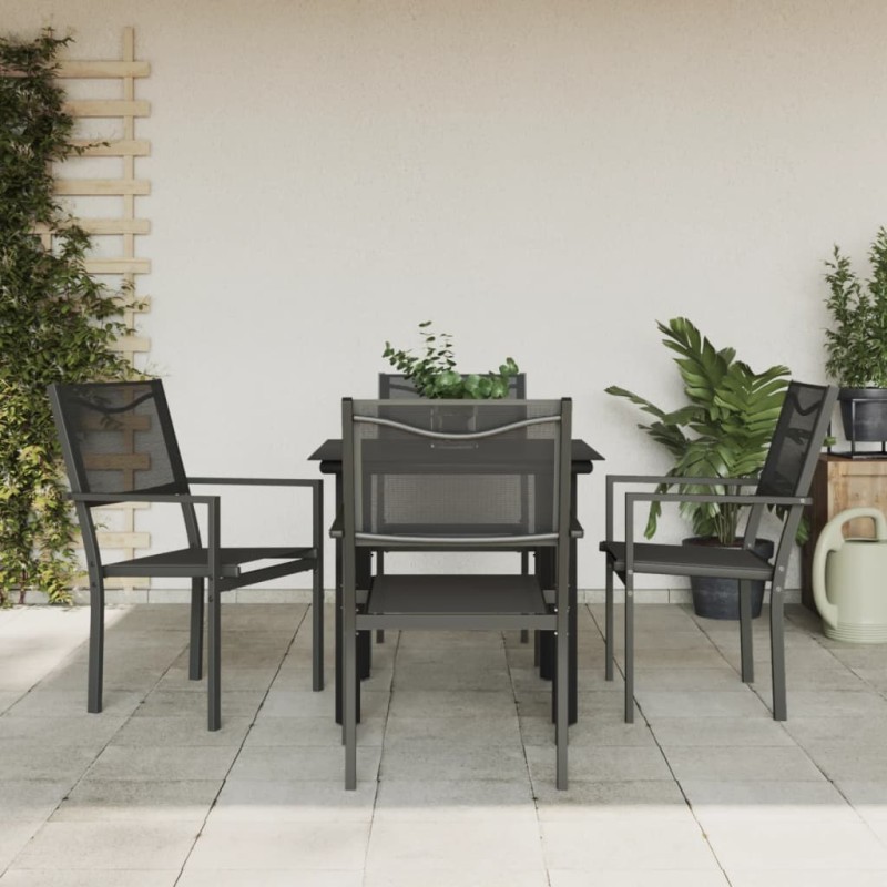 vidaXL Juego de comedor para jardín 5 piezas acero y textilene negro vidaXL Juego de comedor para jardín 5 piezas acero y textilene negro