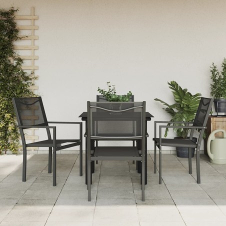 vidaXL Juego de comedor para jardín 5 piezas acero y textilene negro
