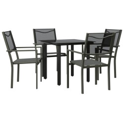 vidaXL Juego de comedor para jardín 5 piezas acero y textilene negro