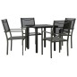 vidaXL Juego de comedor para jardín 5 piezas acero y textilene negro vidaXL Juego de comedor para jardín 5 piezas acero y textilene negro