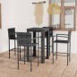 vidaXL Muebles de bar de jardín 5 pzas ratán PE reposabrazos gris vidaXL Muebles de bar de jardín 5 pzas ratán PE reposabrazos gris