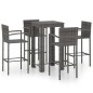 vidaXL Muebles de bar de jardín 5 pzas ratán PE reposabrazos gris vidaXL Muebles de bar de jardín 5 pzas ratán PE reposabrazos gris