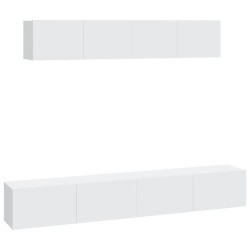 vidaXL Set de muebles para TV 4 piezas madera contrachapada blanco
