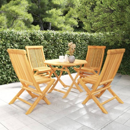 vidaXL Conjunto de comedor de jardín 5 piezas madera maciza de teca