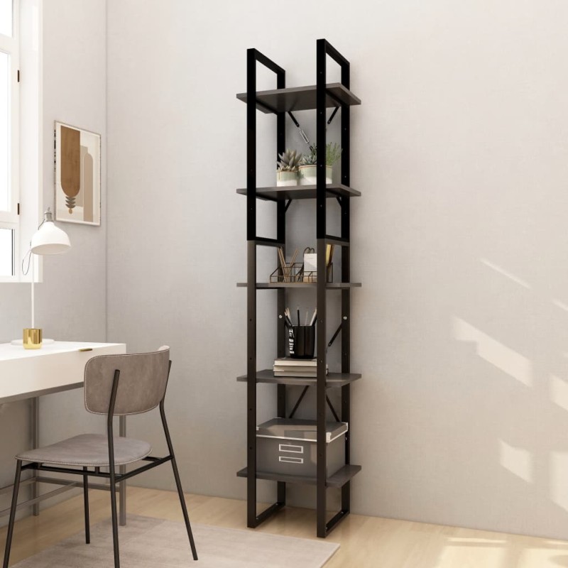 vidaXL Estantería librería 5 niveles madera de pino gris 40x30x175 cm
