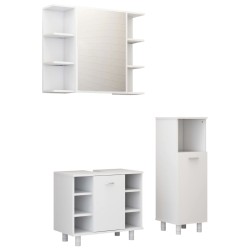 vidaXL Juego muebles de baño 3 pzas madera de ingeniería blanco brillo