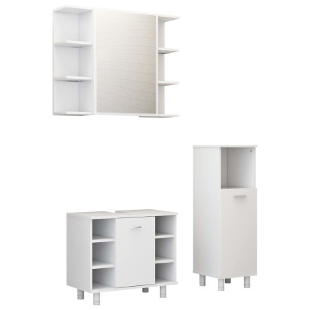 vidaXL Juego muebles de baño 3 pzas madera de ingeniería blanco brillo
