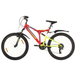 vidaXL Bicicleta montaña 21 velocidades 26 pulgadas rueda 49 cm rojo