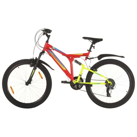 vidaXL Bicicleta montaña 21 velocidades 26 pulgadas rueda 49 cm rojo