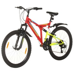 vidaXL Bicicleta montaña 21 velocidades 26 pulgadas rueda 49 cm rojo