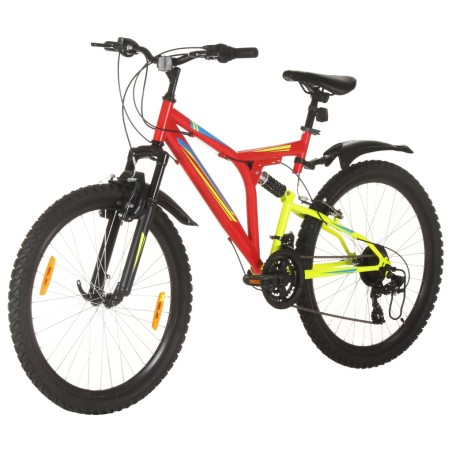 vidaXL Bicicleta montaña 21 velocidades 26 pulgadas rueda 49 cm rojo