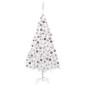 vidaXL Árbol de Navidad preiluminado con luces y bolas blanco 210 cm