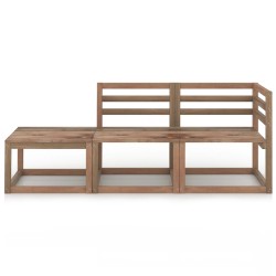 vidaXL Muebles de jardín 3 pzas cojines madera pino impregnada marrón