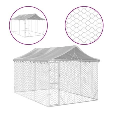 vidaXL Perrera exterior con techo acero galvanizado plata 3x4,5x2,5 m