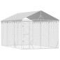 vidaXL Perrera exterior con techo acero galvanizado plata 3x4,5x2,5 m