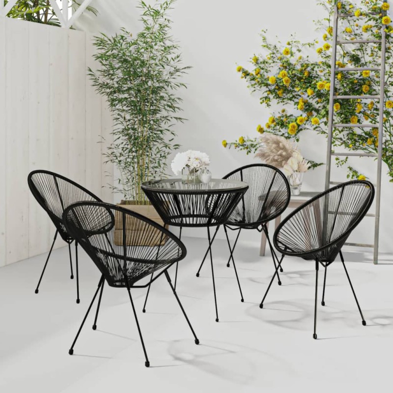vidaXL Juego de comedor de jardín 5 piezas negro vidaXL Juego de comedor de jardín 5 piezas negro