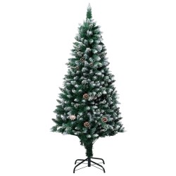 vidaXL Árbol de Navidad helado con luces, bolas y piñas 150 cm