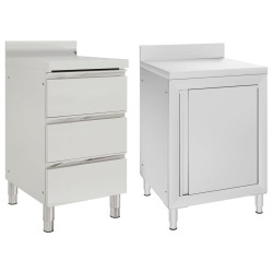 vidaXL Armarios de cocina comercial 2 unidades acero inoxidable 