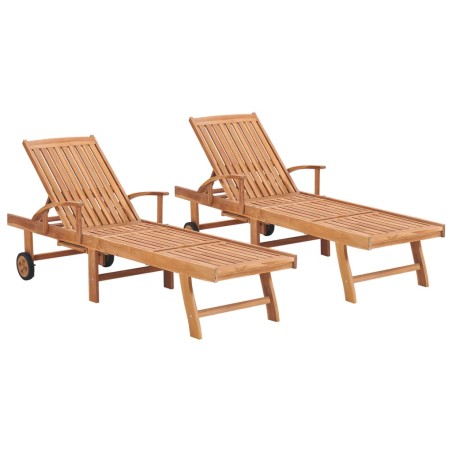 vidaXL Tumbonas 2 unidades de madera maciza de teca