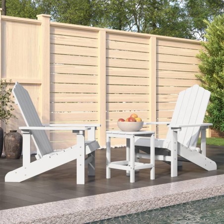 vidaXL Sillas de jardín Adirondack con mesa HDPE blanco