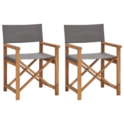 vidaXL Sillas de director 2 uds madera maciza de teca gris