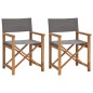 vidaXL Sillas de director 2 uds madera maciza de teca gris