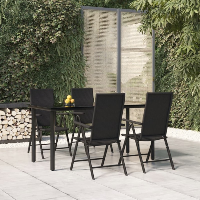 vidaXL Juego de comedor de jardín 5 piezas ratán sintético negro vidaXL Juego de comedor de jardín 5 piezas ratán sintético negro