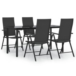 vidaXL Juego de comedor de jardín 5 piezas ratán sintético negro