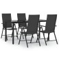 vidaXL Juego de comedor de jardín 5 piezas ratán sintético negro vidaXL Juego de comedor de jardín 5 piezas ratán sintético negro