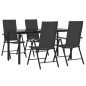 vidaXL Juego de comedor de jardín 5 piezas ratán sintético negro vidaXL Juego de comedor de jardín 5 piezas ratán sintético negro