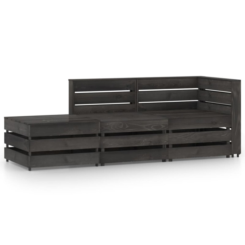 vidaXL Set de muebles de jardín 3 pzas madera de pino impregnada gris vidaXL Set de muebles de jardín 3 pzas madera de pino impregnada gris