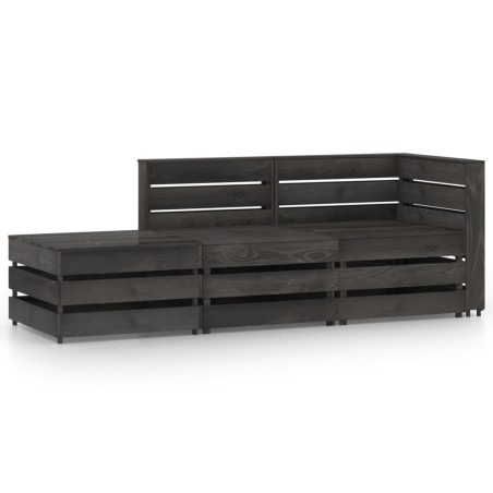 vidaXL Set de muebles de jardín 3 pzas madera de pino impregnada gris