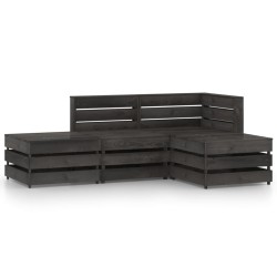 vidaXL Set de muebles de jardín 4 pzas madera de pino impregnada gris
