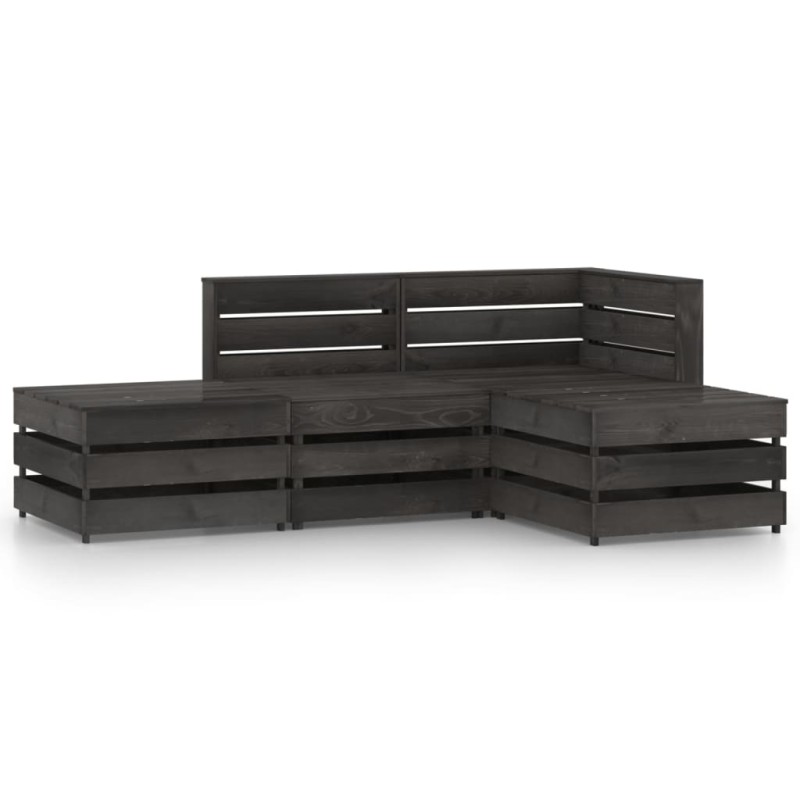 vidaXL Set de muebles de jardín 4 pzas madera de pino impregnada gris vidaXL Set de muebles de jardín 4 pzas madera de pino impregnada gris