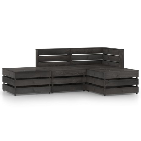 vidaXL Set de muebles de jardín 4 pzas madera de pino impregnada gris
