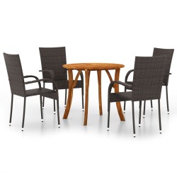 vidaXL Juego de comedor para jardín 5 piezas marrón