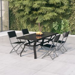 vidaXL Juego de comedor para jardín 5 piezas con cojines gris y negro