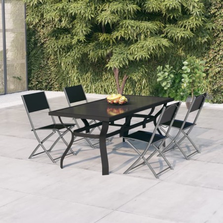 vidaXL Juego de comedor para jardín 5 piezas con cojines gris y negro