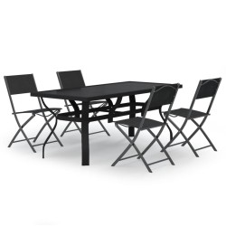 vidaXL Juego de comedor para jardín 5 piezas con cojines gris y negro