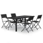 vidaXL Juego de comedor para jardín 5 piezas con cojines gris y negro vidaXL Juego de comedor para jardín 5 piezas con cojines gris y negro