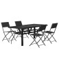 vidaXL Juego de comedor para jardín 5 piezas con cojines gris y negro vidaXL Juego de comedor para jardín 5 piezas con cojines gris y negro