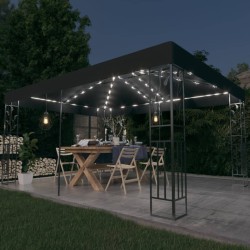 vidaXL Cenador con doble techo y tira de luces LED antracita 3x4 m