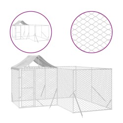 vidaXL Perrera de exterior con techo acero galvanizado plata 4x4x2,5 m