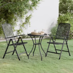 vidaXL Set de comedor de jardín 3 pzas malla metal expandido antracita